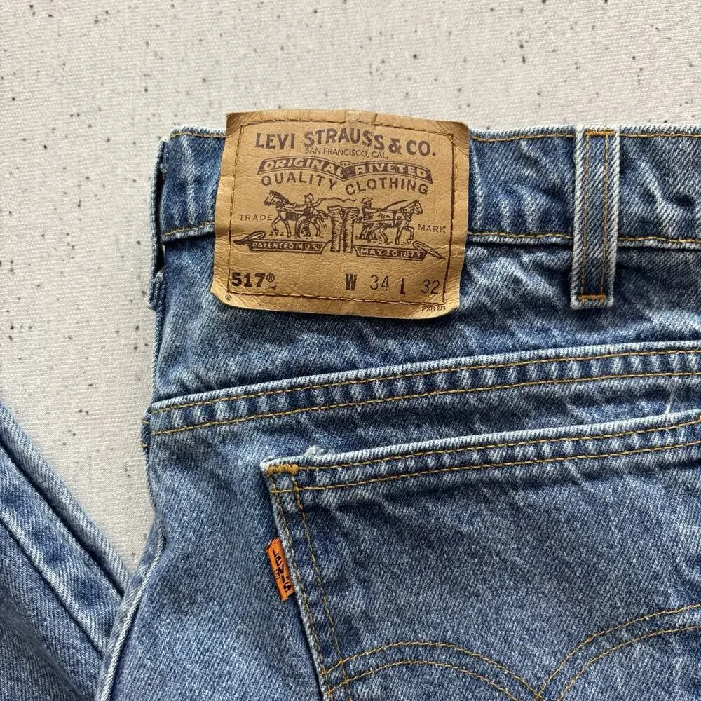 Vintage Levis 517 Orange Tab Bootcut Jeans Men 34x32 Made in USA 1997 575 Vtg - Picture 2 of 6